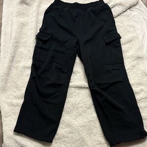 Black Cargo sweatpants wide leg